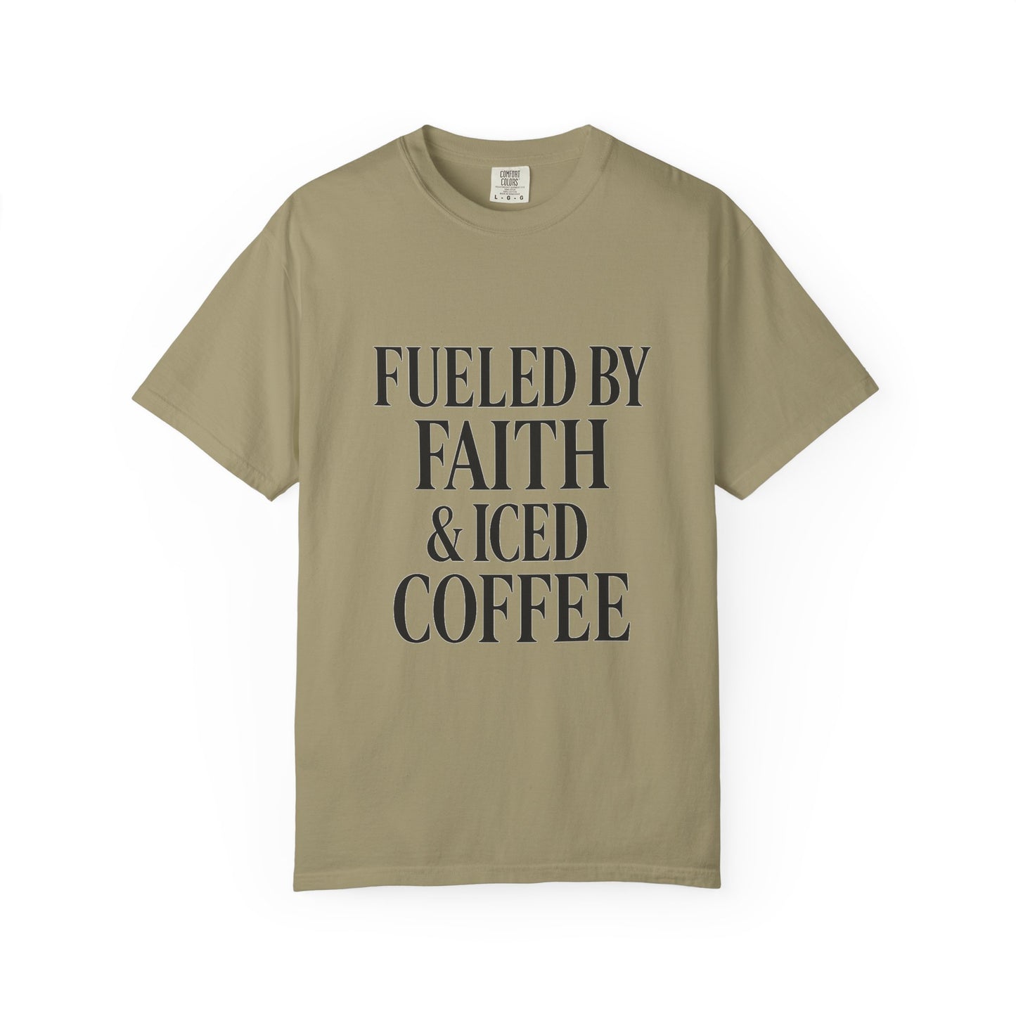 I Run on Faith & Iced Coffee Tee – Round‑Neck Unisex Shirt • Caffeine + Conviction