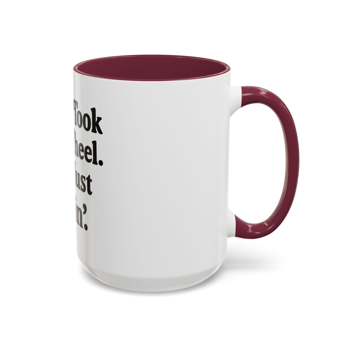 "Jesus Took the Wheel. I'm Just Vibin." Coffee Mug – Funny Faith-Based Mug for Relaxed Mornings & Spiritual Sass