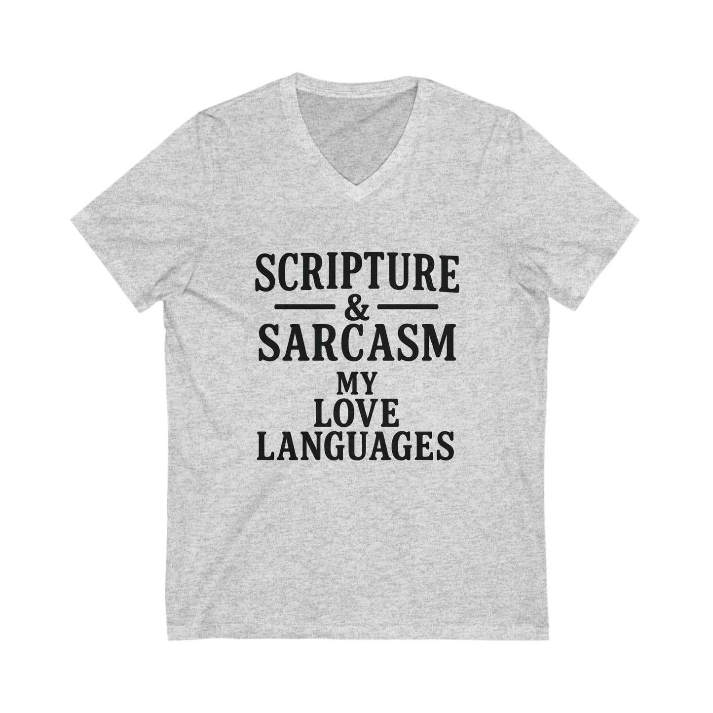 "Scripture & Sarcasm" Tee – Unisex V‑Neck • Where Faith Meets Fun