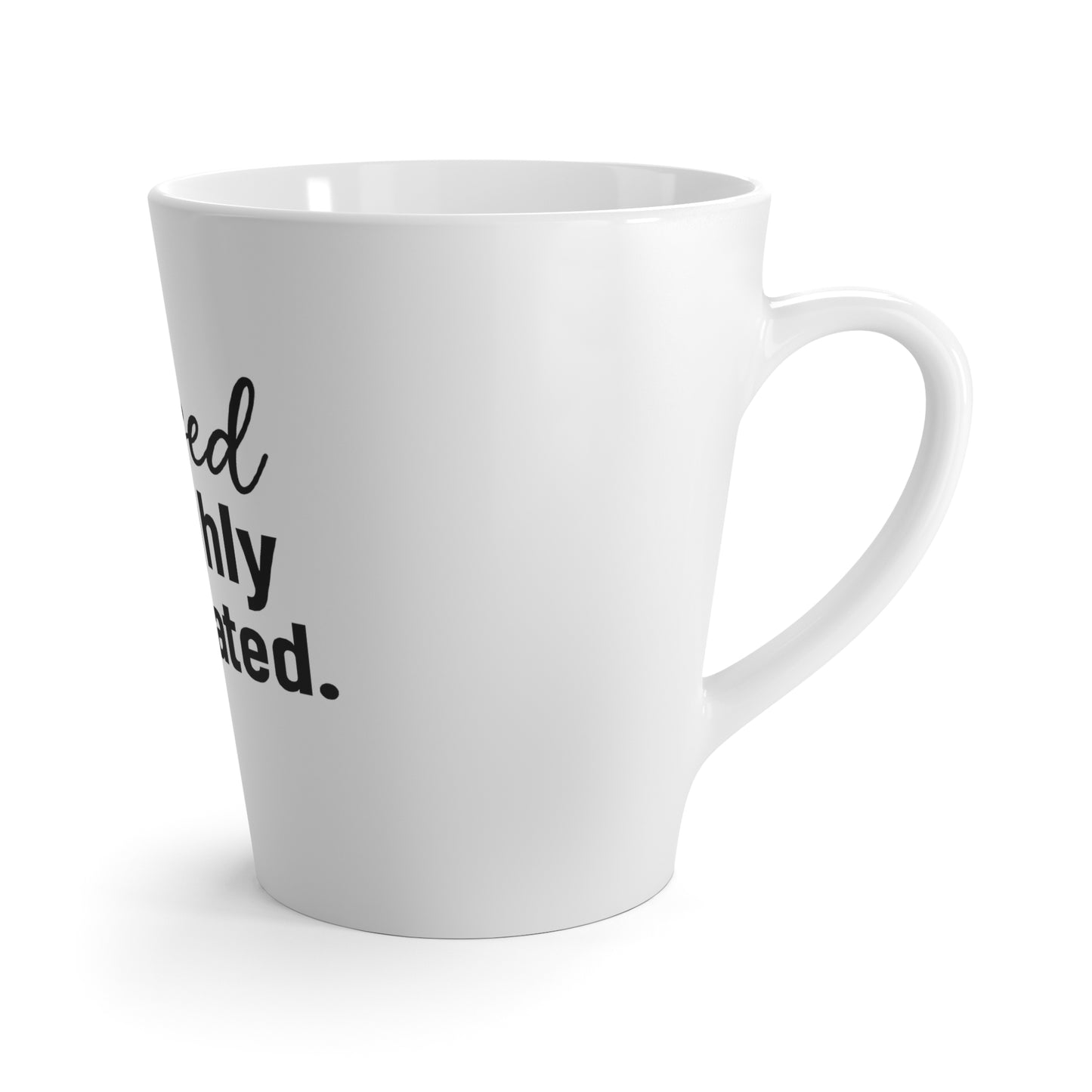 Blessed & Highly Caffeinated Latte Mug – 12oz Christian Coffee Lover Gift, Funny Faith-Inspired Mug in Black Lettering