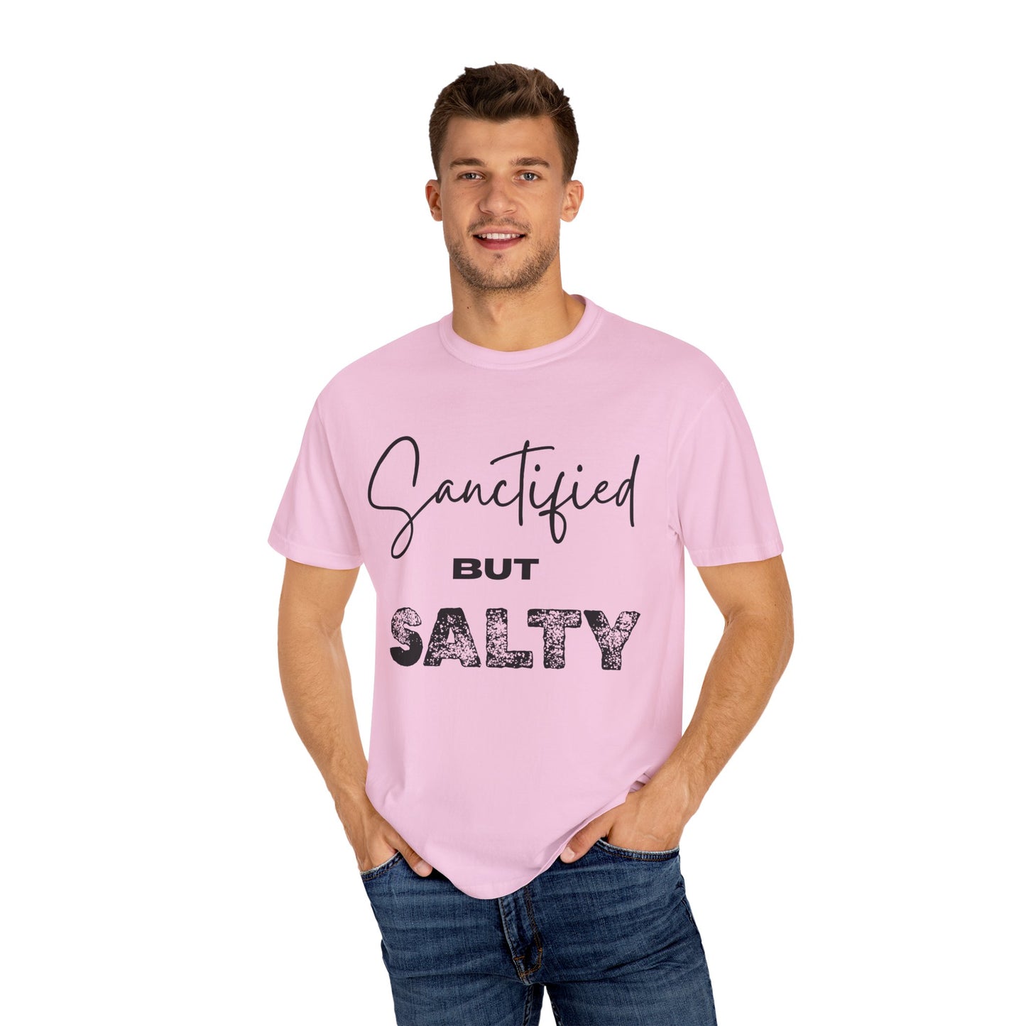 "Sanctified But Salty" Unisex T-Shirt – Funny Christian Tee for the Faithfully Feisty