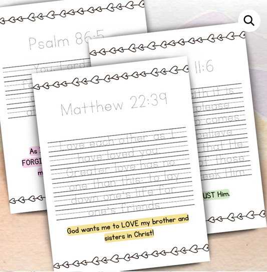 15 Bible Truths for Kids Tracing Pack – Scripture Writing and Learning Activity