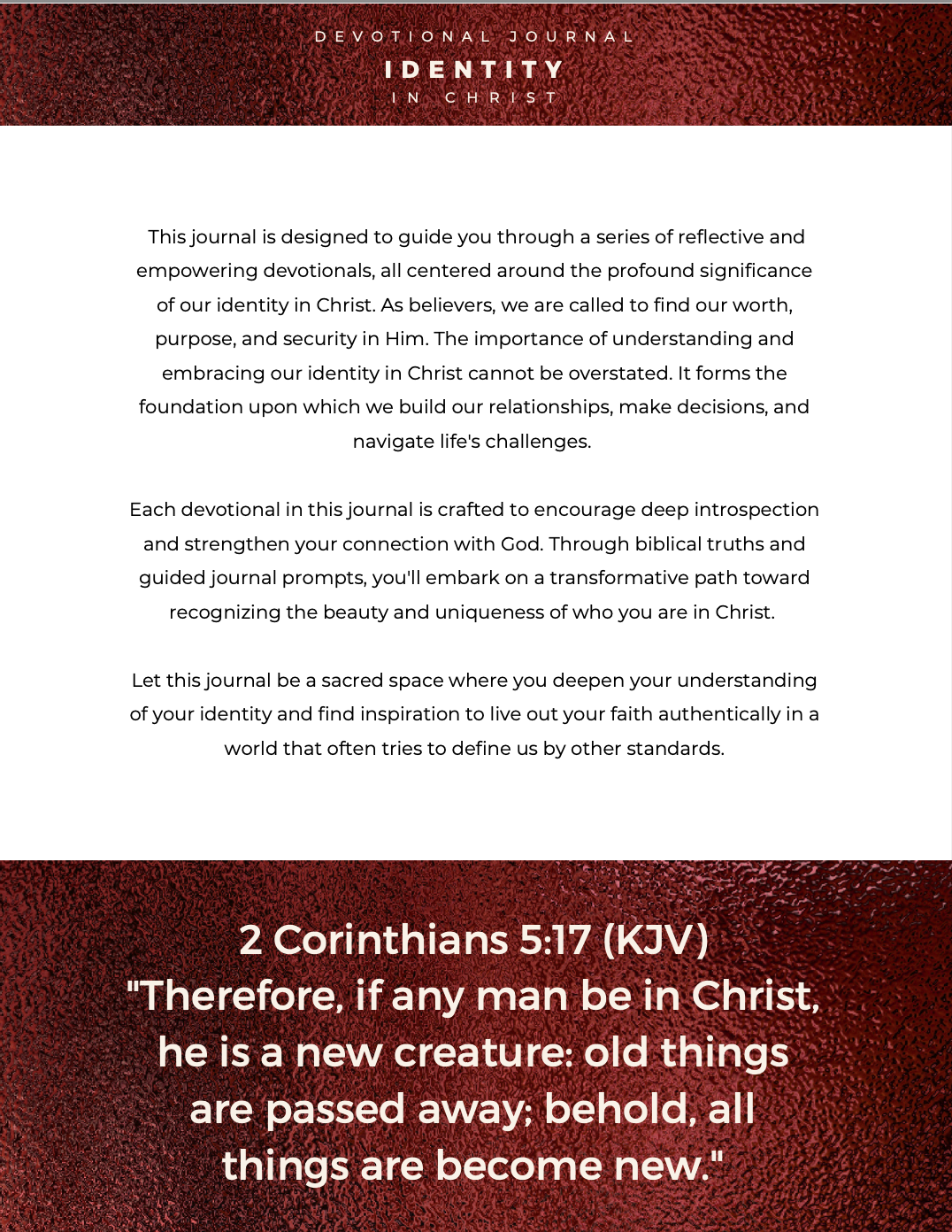 Identity in Christ | 30-Day Devotional & Journal to Embrace Your God-Given Worth