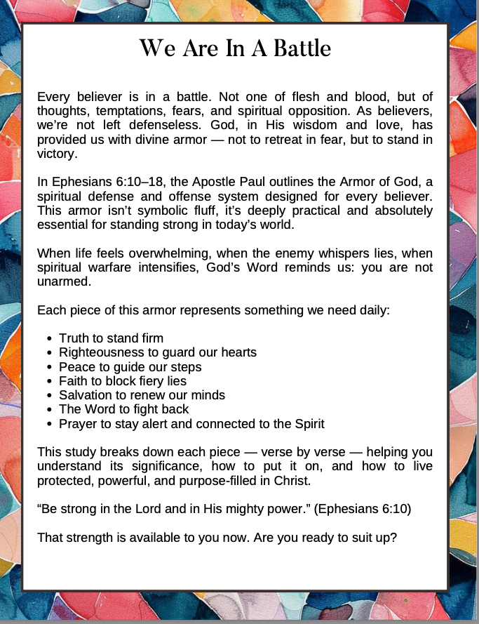 The Armor of God Bible Study | Stand Strong in Spiritual Warfare