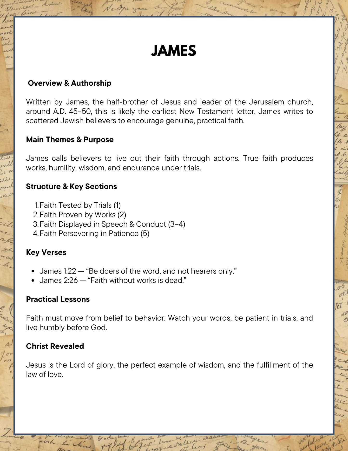 The General Epistles: Bible Summaries (Hebrews–Jude)