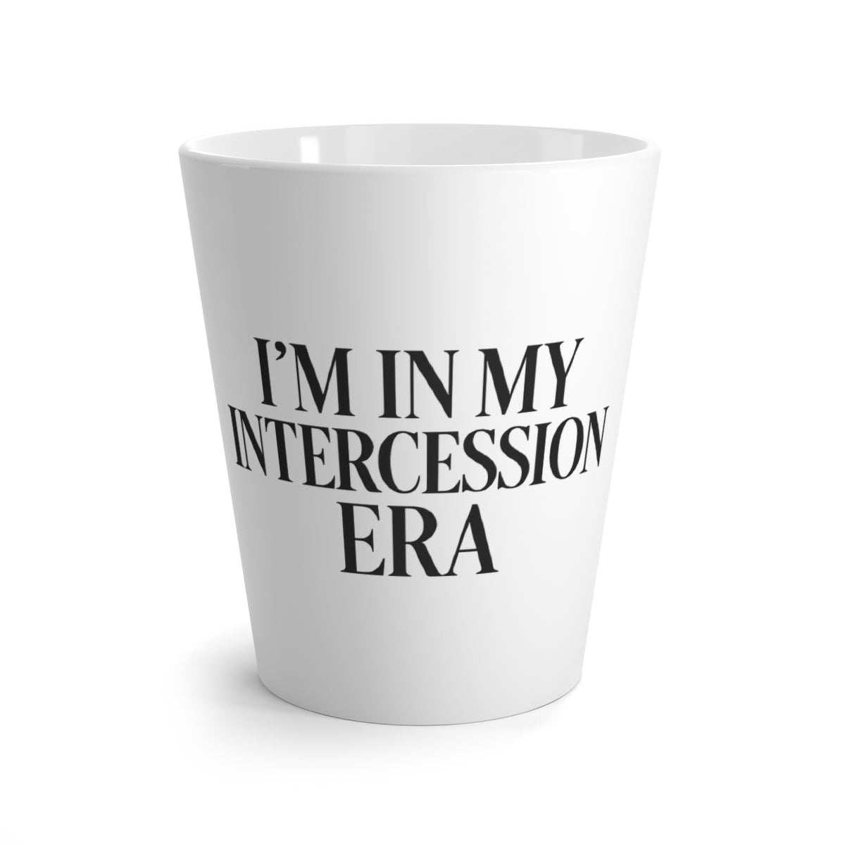 "I'm in My Intercession Era" Latte Mug – Black Lettering Christian Mug for Prayer Warriors & Coffee Lovers